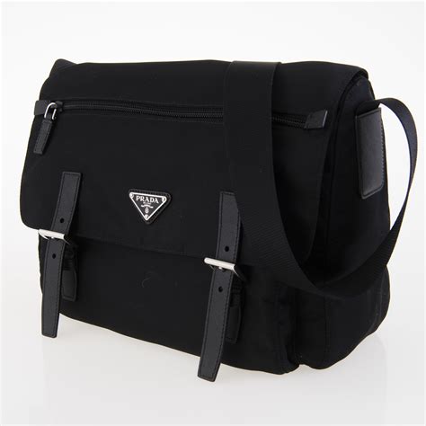 prada studded nylon messenger bag black|prada black nylon crossbody bag.